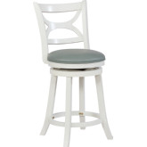 Sawyer Counter Stool in Cream Wood w/ Light Blue Leatherette